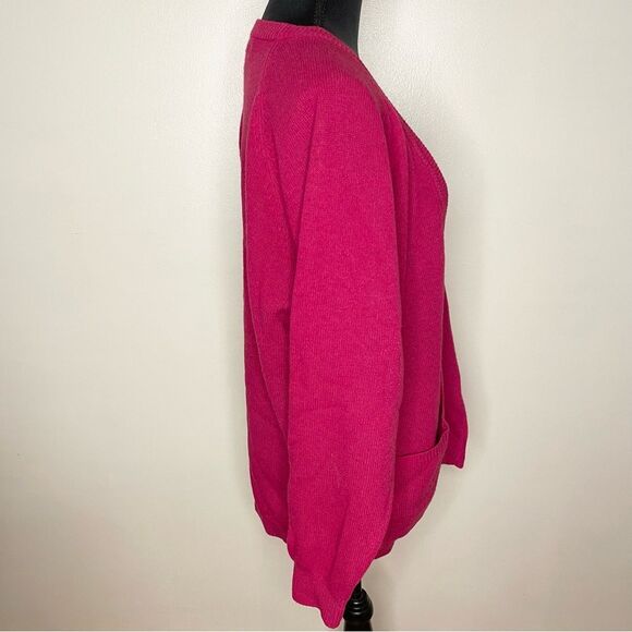 Casual Corner Cardigan Sweater Vintage Lambswool Button Front Hot Pink Large - Picture 5 of 9